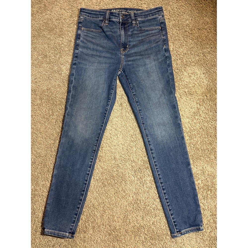 American Eagle High Rise Jegging Next Level Stretch Medium Wash Jeans 8 Short